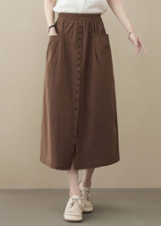 Coffee Oversized Cotton Skirts Buttons Side Open Summer