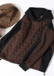 Chocolate Patchwork Fine Cotton Filled Sweatshirt Hooded Winter