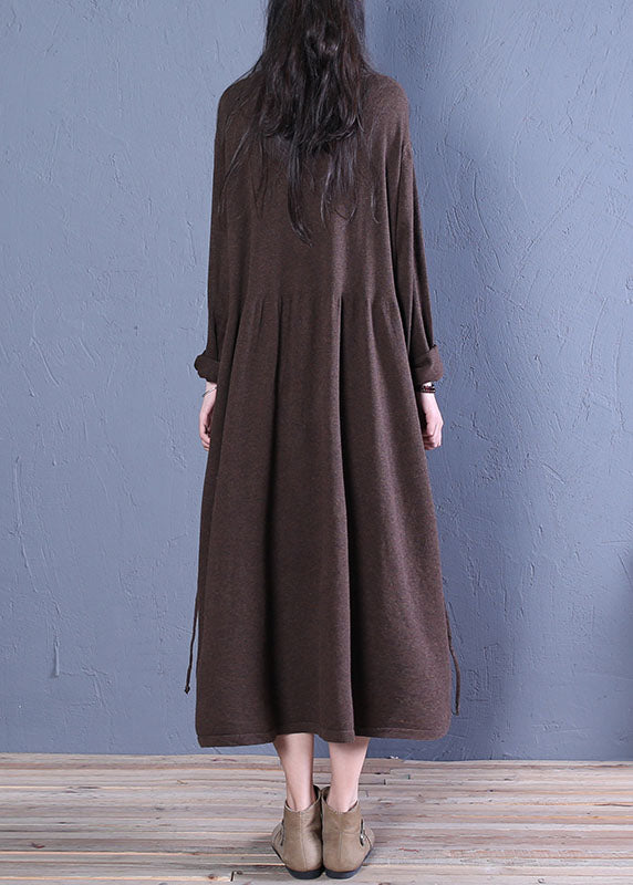 Chocolate Patchwork Knit Robe Casual Dresses Spring