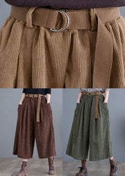 Coffee Pockets Corduroy Crop Pants Skirt Fall