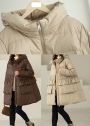 Chocolate Pockets Duck Down Down Coats Hooded Winter