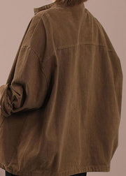 Chocolate Pockets Patchwork Denim Coats Long Sleeve