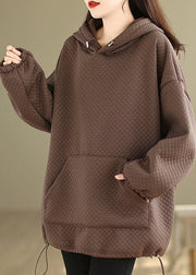 Coffee Pockets Warm Fleece Sweatshirt Hooded Plus Size Winter