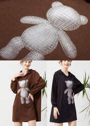 Coffee Print Cotton Pullover Sweatshirt Dress Oversized Spring