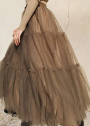 Chocolate fashion Patchwork Tulle Skirts Spring