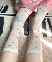 Colored Polka Dot Breathable Summer Fresh Thin Mid Length Socks