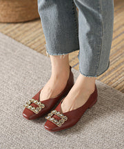 Comfortable Plus Size Red Zircon Splicing Flat Shoes For Women