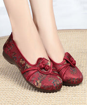 Comfortable Red Splicing Cotton Embroidery Flat Feet Shoes