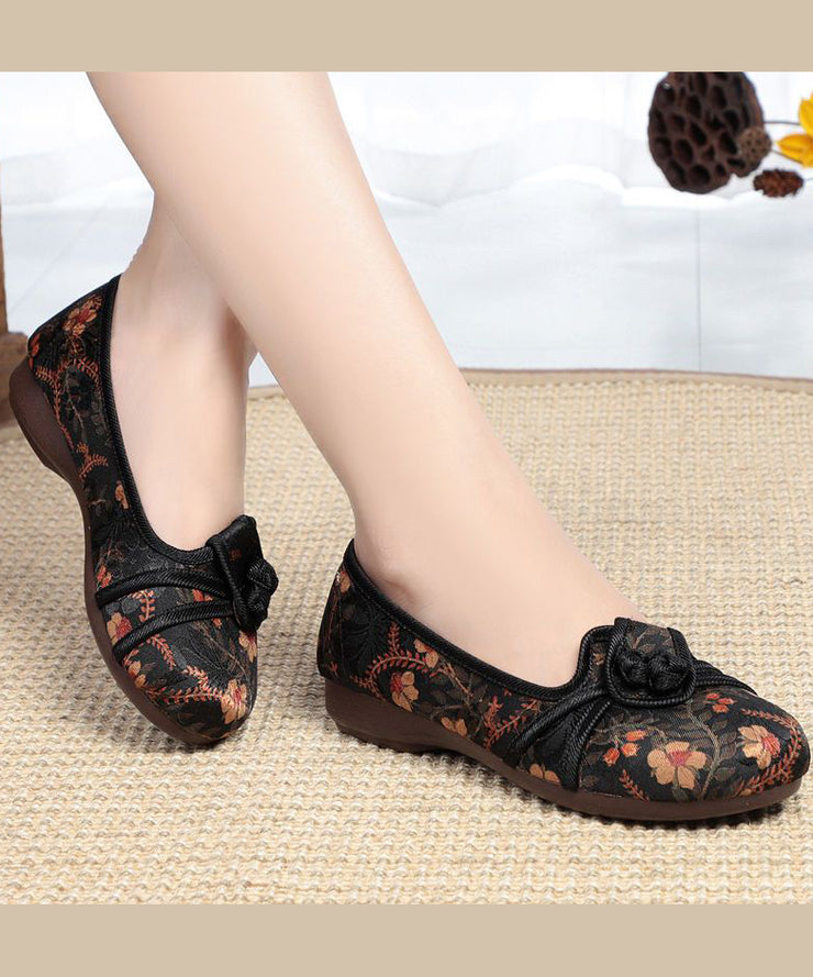 Comfortable Red Splicing Cotton Embroidery Flat Feet Shoes