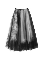 Comfy Black Print Lace Skirts Summer - SooLinen