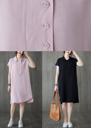 Comfy Black low high design Ankle Summer Cotton Dress - SooLinen