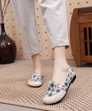 Bequeme blaue flache Schuhe für Frauen drucken Spleißen von flachen Fußschuhen