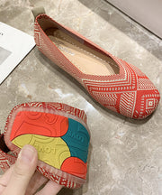 Bequeme, flache Schuhe, roter Strickstoff, flache Schuhe mit Boutique-Print für Damen