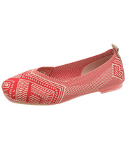 Bequeme, flache Schuhe, roter Strickstoff, flache Schuhe mit Boutique-Print für Damen
