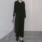 Comfy O Neck Long Sleeve Sweater Dress Street Style Black Mujer Knit Dress - SooLinen