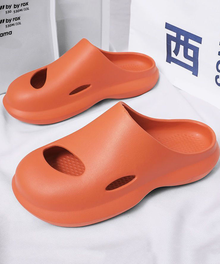 Comfy Orange Hollow Out Slippers Shoes For Women