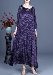 Comfy Purple O-Neck Long sleeve Two Piece Set Dress - SooLinen