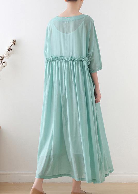 Comfy Royal Blue Half Sleeve Chiffon Loose Summer Ankle Dress - SooLinen