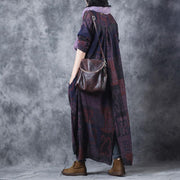 Bequemes Pullover-Kleid-Outfit Damen-Strickdruck-Split-Plissee-Frühlings-Maxikleid