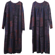 Comfy Sweater dress outfit Women Knitted Printing Split Pleated Spring Maxi Dress