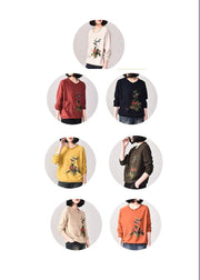 Comfy yellow knit jacket trendy plus size autumn prints knit sweat tops pockets - SooLinen