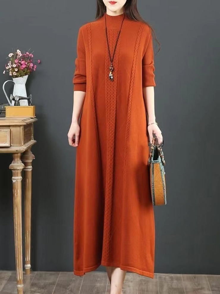 Comfy green Sweater weather DIY o neck Rough edge Mujer knit dresses