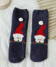Coral Plush Mid Calf Socks Winter Cute Cartoon Christmas