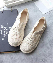 Cotton Fabric Sandals Comfortable Splicing Beige Hollow Out