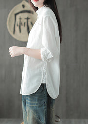 Cotton Linen Embroidery Long Sleeve Shirt
