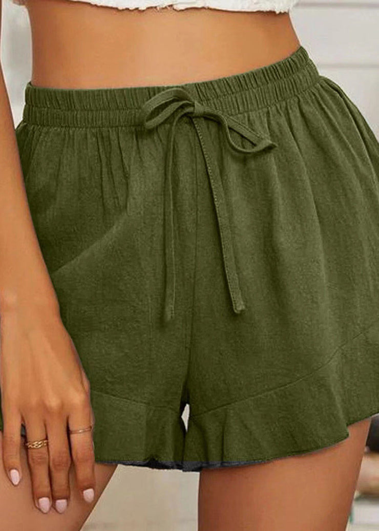 Cotton Shorts Womens Summer Tie Waist Loose Pants Show Thin