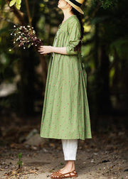 Cotton and Linen Green Floral Shirt For Women - SooLinen