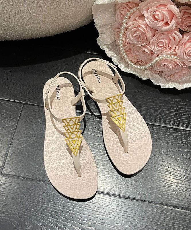 Cozy Apricot PVC Beach Thong Sandals Splicing Buckle Strap