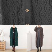 Cozy gray knit jacket Loose fitting v neck spring knit sweat tops - SooLinen