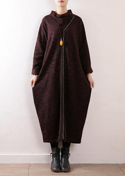 Cozy high neck Sweater dress outfit Re fashion chocolate baggy knit fall - SooLinen