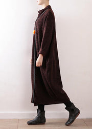 Cozy high neck Sweater dress outfit Re fashion chocolate baggy knit fall - SooLinen