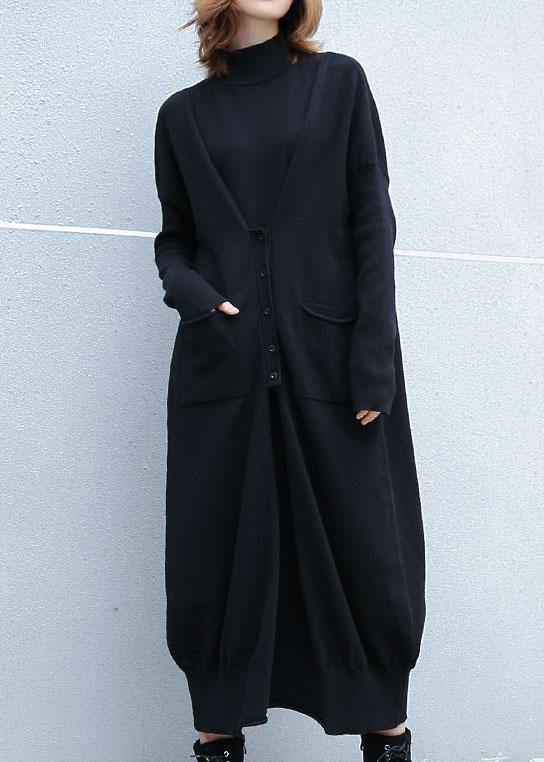 Cozy two ways to wear Sweater weather Moda black Mujer knit dress fall - SooLinen