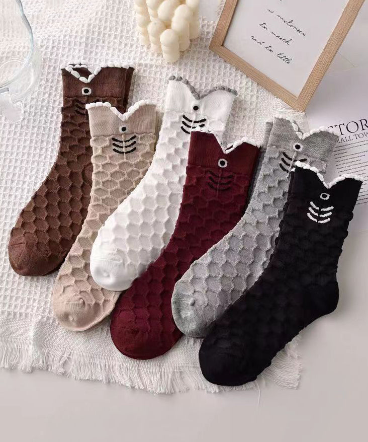 Cute Animal Jacquard Soft Comfy Mid Calf Socks