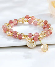 Cute Aqua Red Copper Overgild Pearl Crystal Charm Bracelet