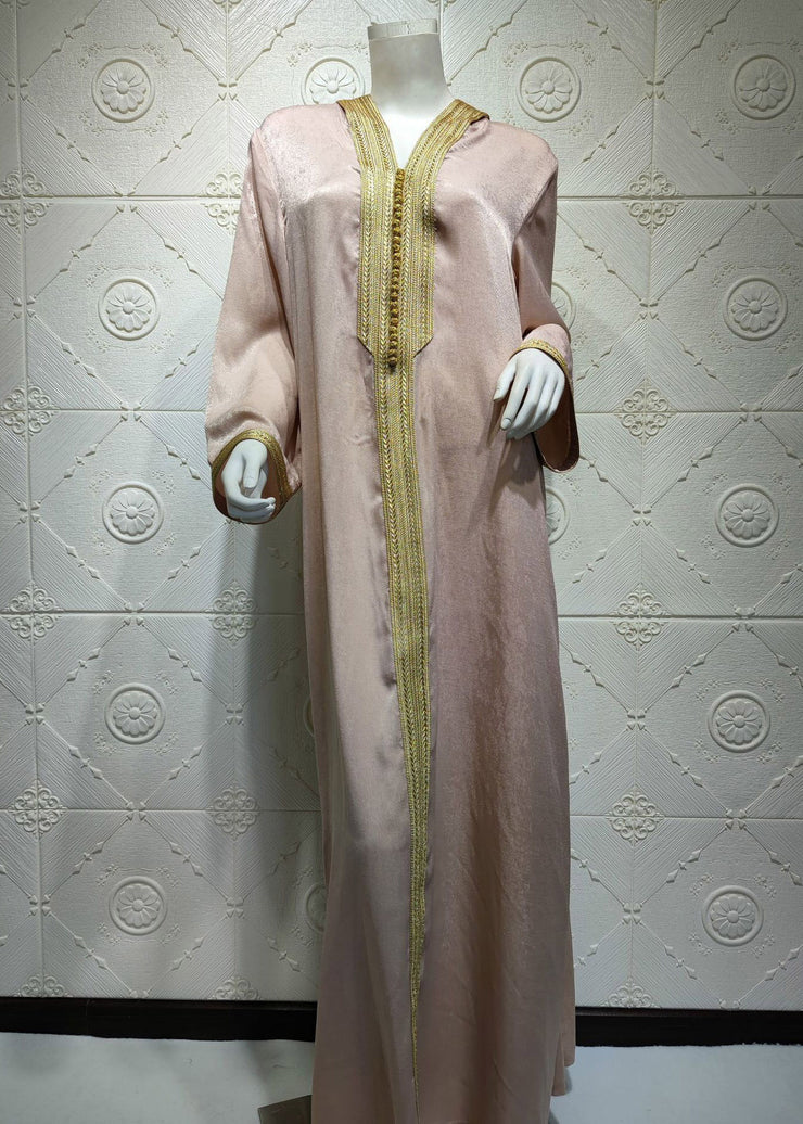 Cute Champagne Patchwork Velour Holiday Hooded Maxi Dress Long Sleeve