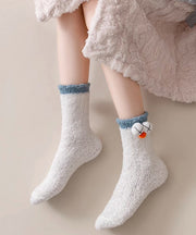 Cute Coral Velvet Mid Calf Socks For To Keep Warm In Autumn And Winter