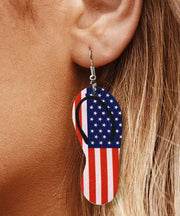 Cute Independence Day Theme Print Slipper Shape Leather Earrings