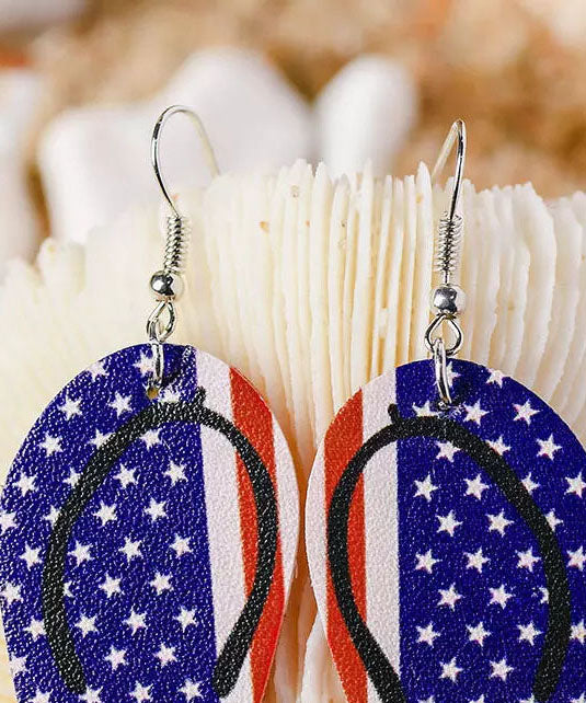 Cute Independence Day Theme Print Slipper Shape Leather Earrings