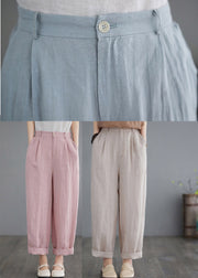 Cute Pink Pockets Solid Straight Pants Summer