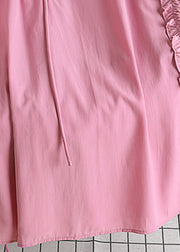 Cute Pink Ruffled Cinched Elastic Waist A Line Skirt Summer