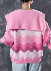 Cute Pink Strawberry Bear Chunky Knit Sweaters Spring