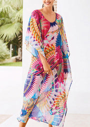 Cute Print Side Open Chiffon Long Beach Dresses Summer