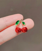 Cute Red Alloy Painting Oil Cherry Brooches