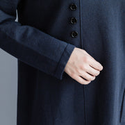 Süßes Pullover-Strickkleidmuster plus Größe O Halstaschen marineblaue DIY-Strickwaren