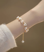 Cute White 14K Gold Pearl Charm Bracelet
