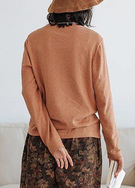 Cute orange knitted pullover high neck Loose fitting knitwear - SooLinen